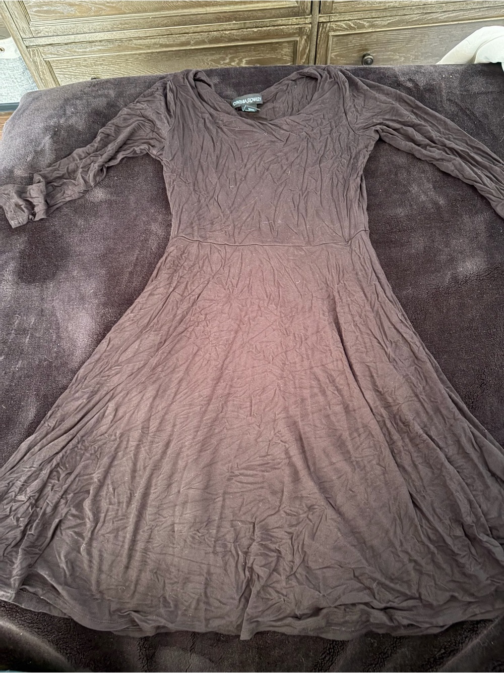 Cynthia Rowley Brown Long Sleeve Fit-and-Flare Dress